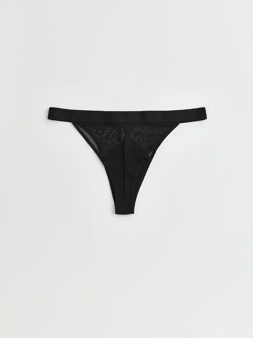 Трусы женские «танга» из хлопка и эластичной сеточки rib with mesh lta 2495 black, 22С-2508ТСП, 90/XS, CONTE ELEGANT,  - 4