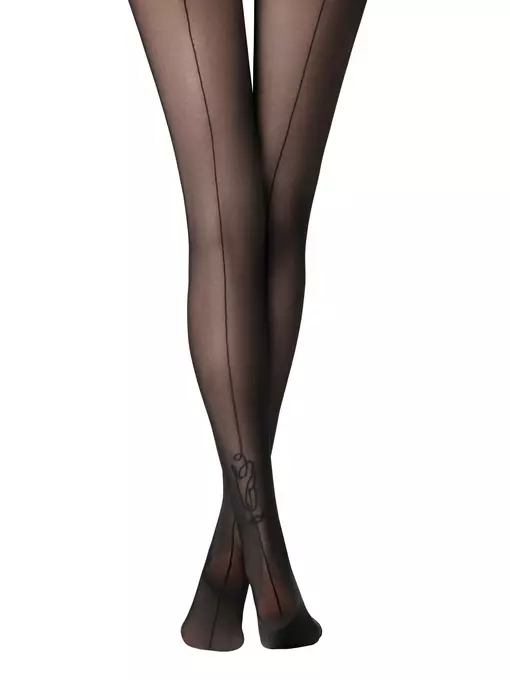 Колготки женские с имитацией шва и рисунком rose fantasy nero, 23С-72СП, 4, CONTE ELEGANT,  - 2