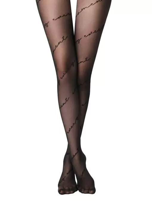 Колготки c диагональными надписями conte sentiment nero, 23С-66СП, 4, CONTE ELEGANT,  - 2