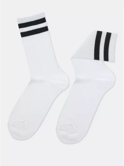 Носки женские хлопковые с яркими полосками из люрекса active 157 белый-черный, 19С-65СП, 36-37 (23), CONTE ELEGANT,  - 4