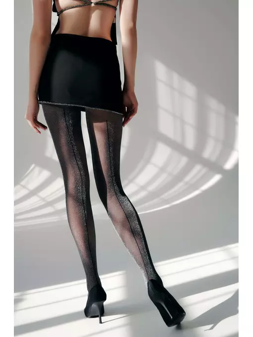 Колготки женские с люрексом и имитацией шва luxe line fantasy nero, 23С-74СП, 2, CONTE ELEGANT,  - 3
