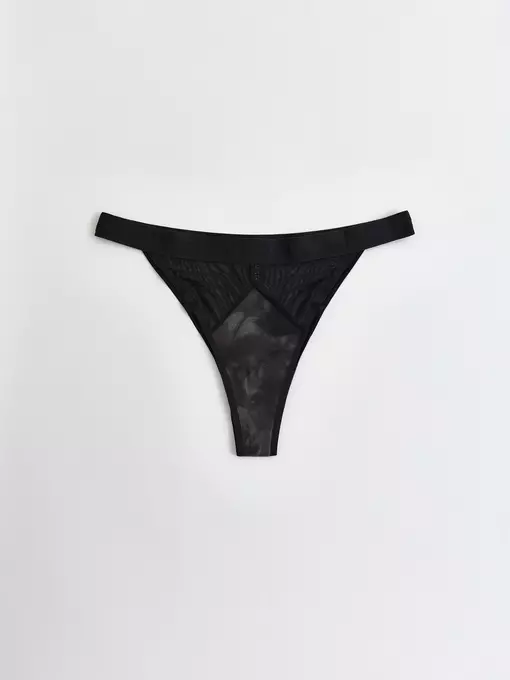 Трусы женские «танга» из хлопка и эластичной сеточки rib with mesh lta 2495 black tie dye, 22С-2508ТСП, 90/XS, CONTE ELEGANT,  - 4