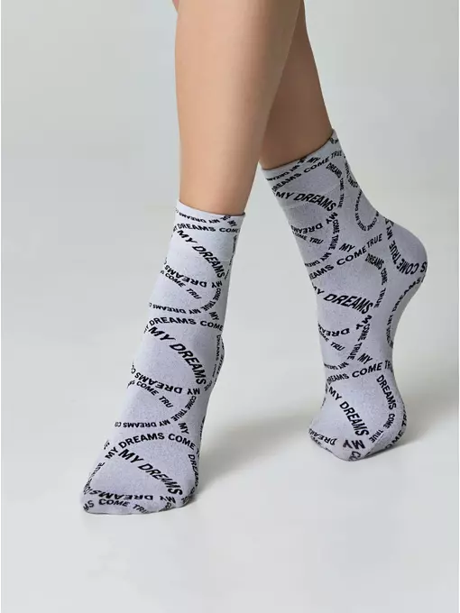 Плотные женские носки с вывязанным рисунком «my dreams» conte fantasy 23с-80сп nero-bianco, 23С-80СП, 36-39 (23-25), CONTE ELEGANT,  - 2