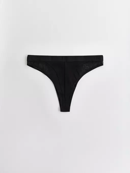 Трусы женские «бразилиана» из хлопка и эластичной сеточки rib with mesh lbr 2494 black, 22С-2507ТСП, 90/XS, CONTE ELEGANT,  - 5