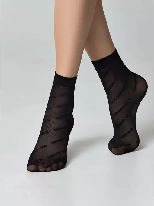 Носки женские с эффектом мелкой сетки и надписями «intuition» conte fantasy 23с-77сп nero, 23С-77СП, 36-39 (23-25), CONTE ELEGANT,  - 3