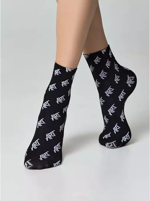 Плотные женские носки с рисунками «art» fantasy nero-bianco, 23С-82СП, 36-39 (23-25), CONTE ELEGANT,  - 2