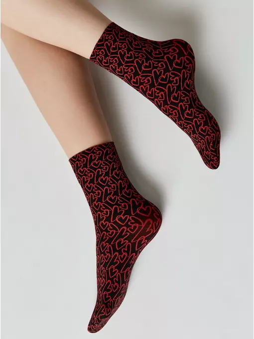 Плотные носки с рисунками «love» 23с-83сп nero-rosso, 23С-83СП, 36-39 (23-25), CONTE ELEGANT,  - 3