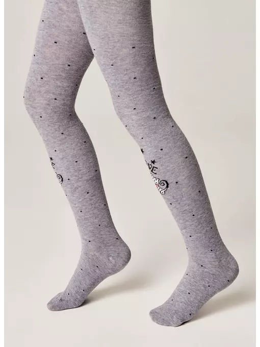 Колготки детские (рисунок) school​ 3280 брестские 1010 серый меланж, 14С3280, 128-134 (20), БРЕСТСКИЕ,  - 2
