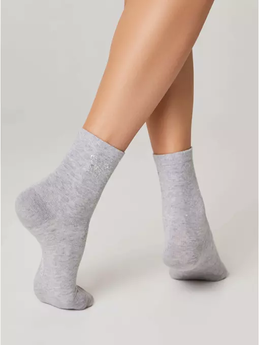 Носки женские хлопковые (с декором) classic 555 серый, 23С-76СП, 36-37 (23), CONTE ELEGANT,  - 3