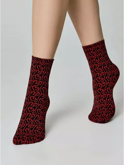 Плотные носки с рисунками «love» 23с-83сп nero-rosso, 23С-83СП, 36-39 (23-25), CONTE ELEGANT,  - 2