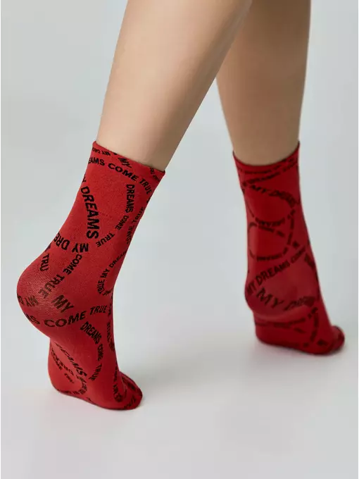 Плотные носки с вывязанным рисунком «my dreams» nero-rosso, 23С-80СП, 36-39 (23-25), CONTE ELEGANT,  - 2