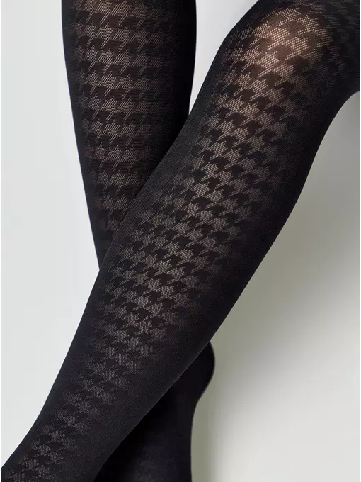 Колготки детские с рисунком «гусиная лапка» chanel nero, 22С-141СП, 146-152, CONTE ELEGANT,  - 2