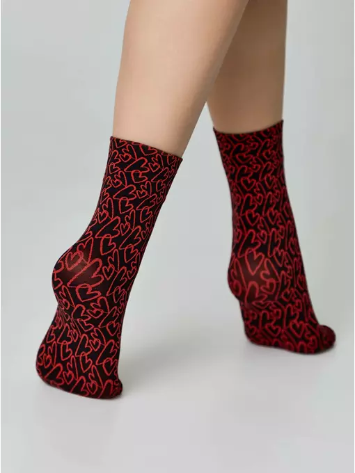 Плотные носки с рисунками «love» 23с-83сп nero-rosso, 23С-83СП, 36-39 (23-25), CONTE ELEGANT,  - 4
