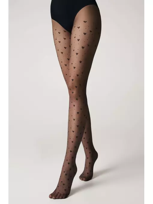 Колготки женские в сердечки и точки feeling fantasy grafit, 23С-68СП, 2, CONTE ELEGANT,  - 1