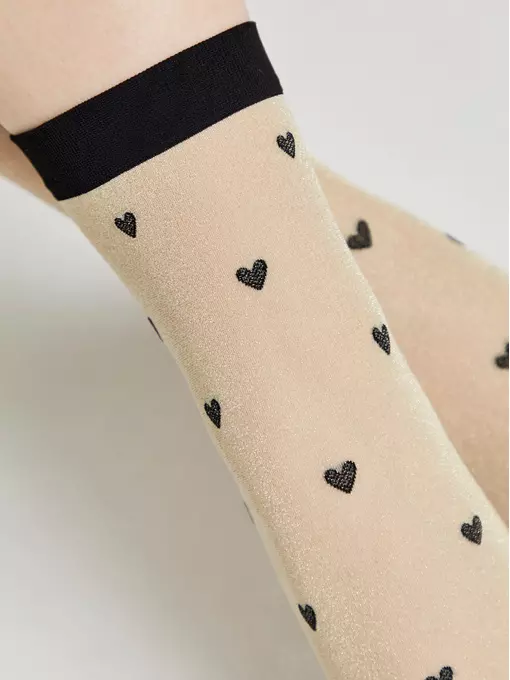 Сияющие женские носки с объемными рисунками «hearts» fantasy gold-natural, 23С-109СП, 36-39 (23-25), CONTE ELEGANT,  - 3