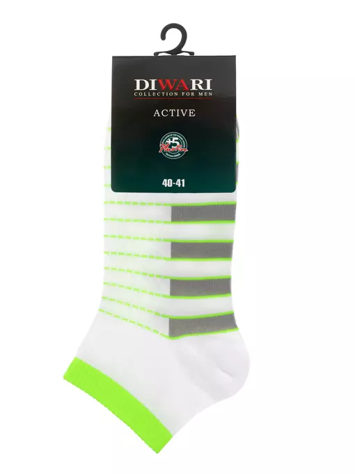 Носки мужские diwari active (короткие) 067 белый-салатовый, 7С-37СП, 42-43 (27), DIWARI,  - 3