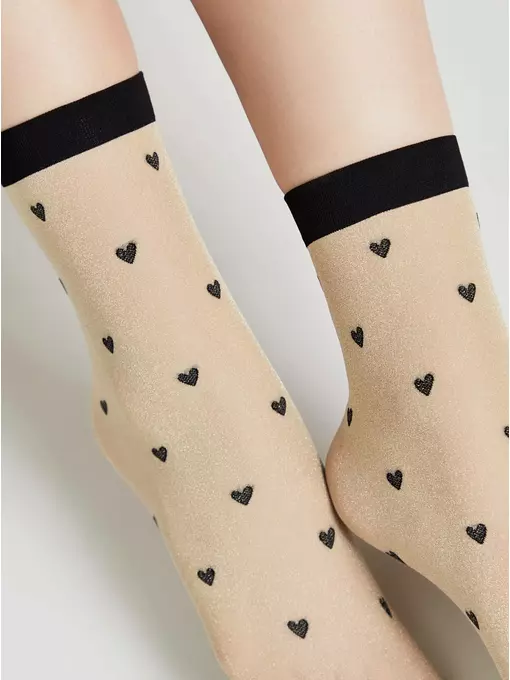 Сияющие женские носки с объемными рисунками «hearts» fantasy gold-natural, 23С-109СП, 36-39 (23-25), CONTE ELEGANT,  - 4