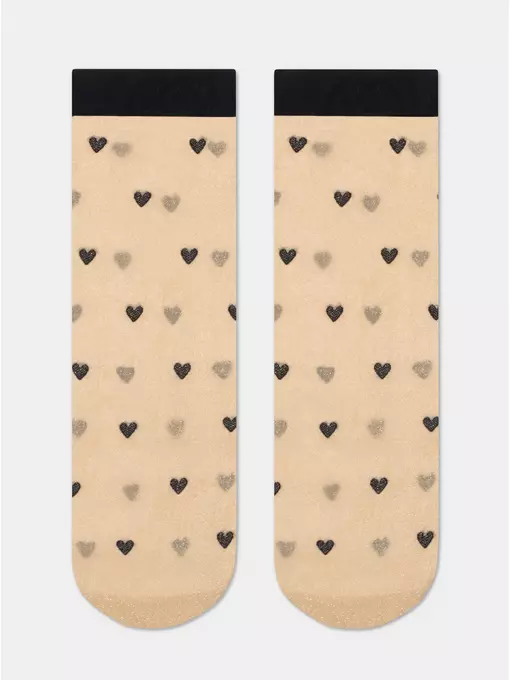 Сияющие женские носки с объемными рисунками «hearts» fantasy gold-natural, 23С-109СП, 36-39 (23-25), CONTE ELEGANT,  - 7