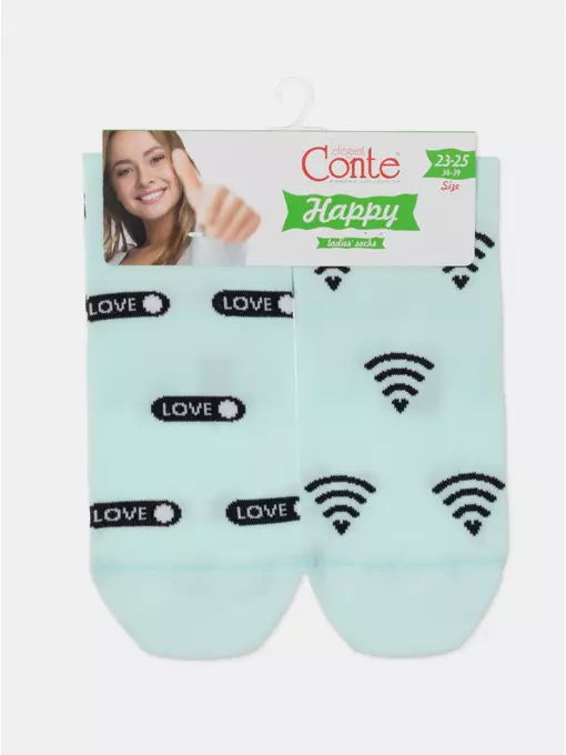 Носки женские happy с рисунками 613 бледно-бирюзовый, 17С-21СП, 36-39 (23-25), CONTE ELEGANT,  - 8