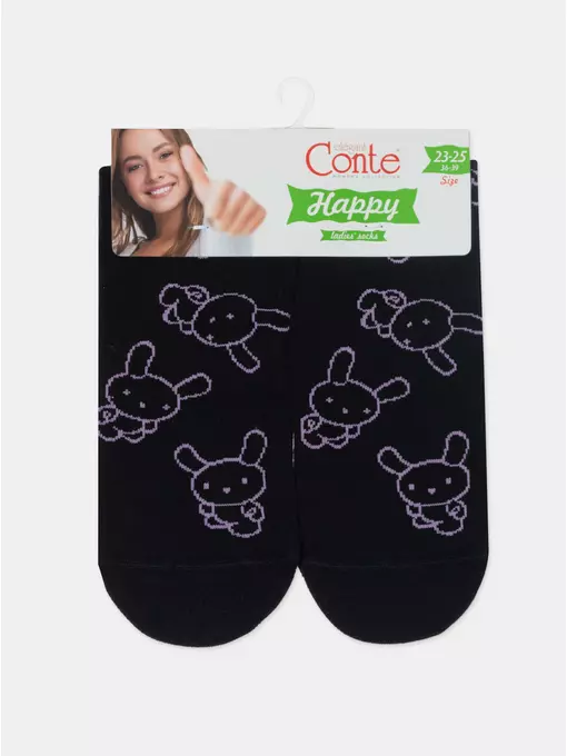 Носки женские happy с рисунками 610 черный, 17С-21СП, 36-39 (23-25), CONTE ELEGANT,  - 6