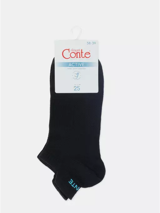 Ультракороткие хлопковые женские носки active с «язычком» 205 черный, 19С-245СП, 36-37 (23), CONTE ELEGANT,  - 10