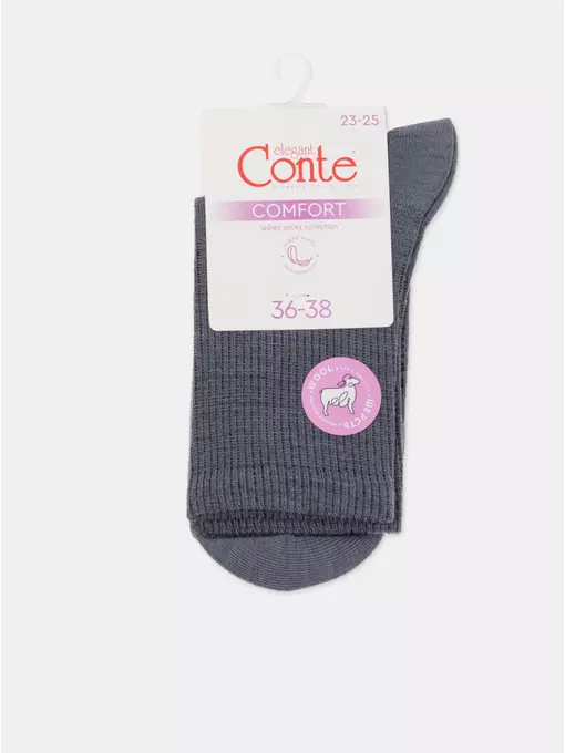 Носки женские (шерсть) comfort 583 графит, 23С-140СП, 36-38 (23-25), CONTE ELEGANT,  - 6
