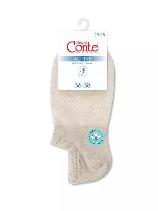Ультракороткие носки active со льном и ажурным рисунком "сетка" 251 бежевый, 24С-24СП, 36-38 (23-25), CONTE ELEGANT,  - 3