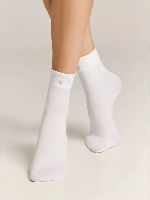 Матовые носки с сияющей термоаппликацией perfectly fantasy bianco, 24С-5СП, 36-38 (23-25), CONTE ELEGANT,  - 2