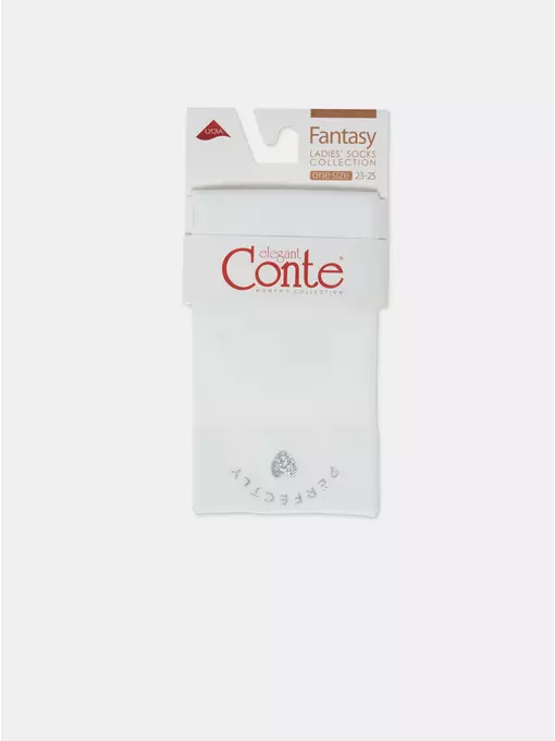 Матовые носки с сияющей термоаппликацией perfectly fantasy bianco, 24С-5СП, 36-38 (23-25), CONTE ELEGANT,  - 7