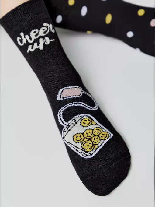 Женские хлопковые носки happy с рисунками 612 черный, 18С-227СП, 36-39 (23-25), CONTE ELEGANT,  - 4