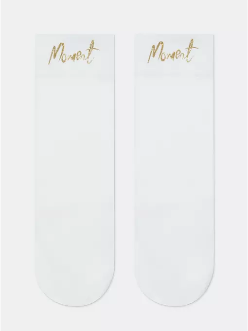 Матовые носки с сияющей термоаппликацией moment fantasy gold-bianco, 24С-6СП, 36-38 (23-25), CONTE ELEGANT,  - 5