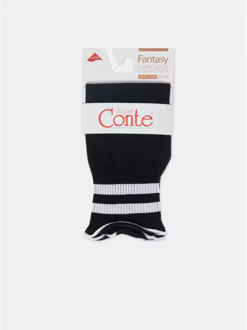 Удлиненные носки с волнистой резинкой в полоску fantasy nero-bianco, 24С-7СП, 36-38 (23-25), CONTE ELEGANT,  - 8