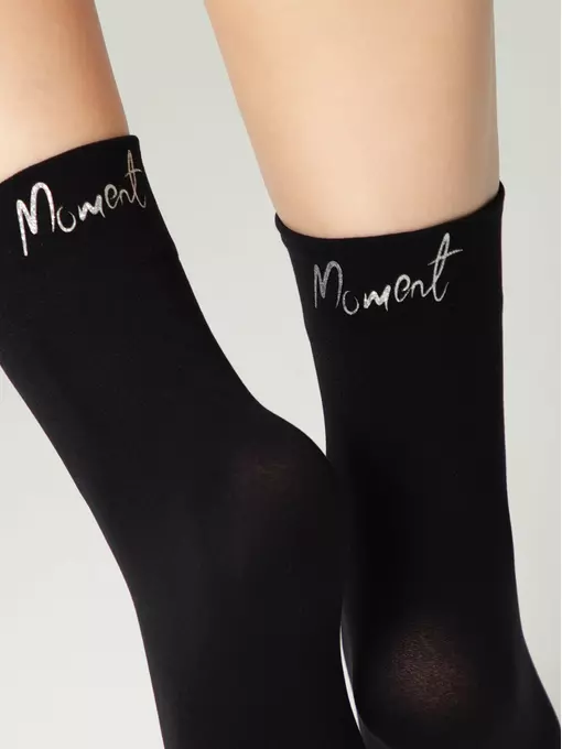 Матовые носки с сияющей термоаппликацией moment fantasy silver-nero, 24С-6СП, 36-38 (23-25), CONTE ELEGANT,  - 3