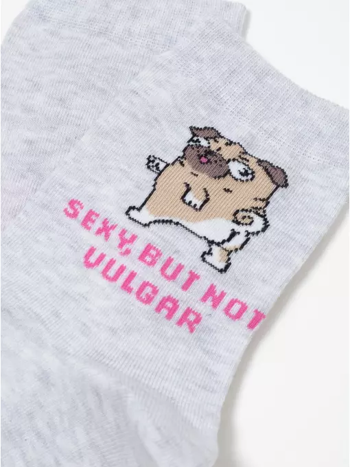 Женские хлопковые носки happy с рисунками 607 светло-серый, 18С-227СП, 36-39 (23-25), CONTE ELEGANT,  - 7