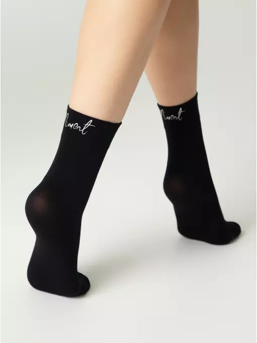 Матовые носки с сияющей термоаппликацией moment fantasy silver-nero, 24С-6СП, 36-38 (23-25), CONTE ELEGANT,  - 4