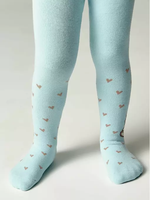 Теплые махровые детские колготки sof-tiki (махровые внутри) 641 бледно-бирюзовый, 7С-38СП, 62-74 (12), CONTE-KIDS,  - 3