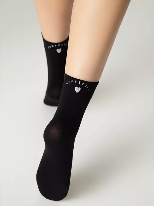Матовые носки с сияющей термоаппликацией perfectly fantasy nero, 24С-5СП, 36-38 (23-25), CONTE ELEGANT,  - 7