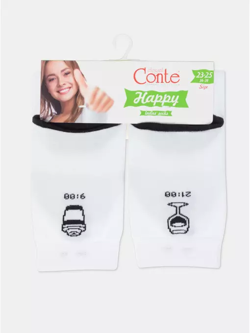 Женские хлопковые носки happy с рисунками 611 белый, 18С-227СП, 36-39 (23-25), CONTE ELEGANT,  - 7