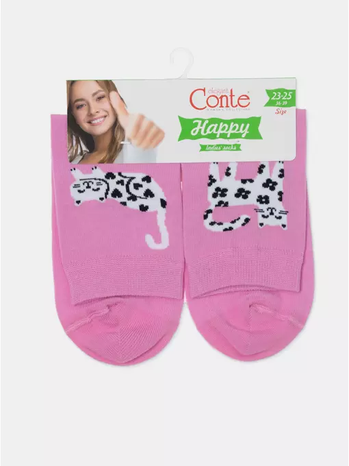 Носки женские хлопковые happy 608 мальва, 18С-227СП, 36-39 (23-25), CONTE ELEGANT,  - 9