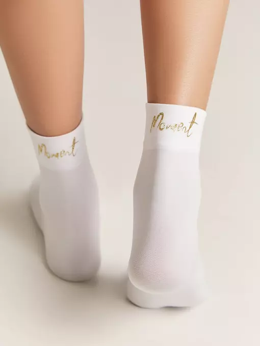 Матовые носки с сияющей термоаппликацией moment fantasy gold-bianco, 24С-6СП, 36-38 (23-25), CONTE ELEGANT,  - 2