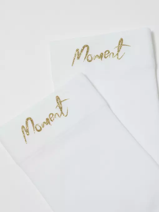 Матовые носки с сияющей термоаппликацией moment fantasy gold-bianco, 24С-6СП, 36-38 (23-25), CONTE ELEGANT,  - 6