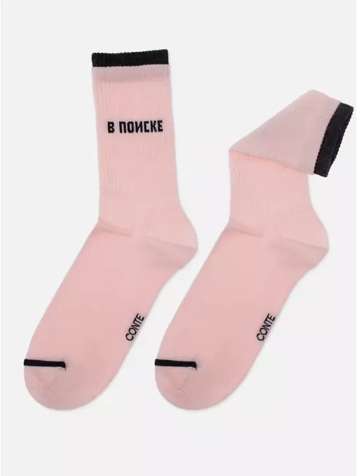 ​удлиненные женские носки с надписью «в поиске» active 602 светло-розовый, 22С-29СП, 39-41 (25-27), CONTE ELEGANT,  - 5