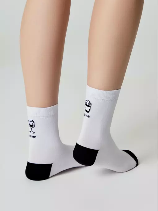 Женские хлопковые носки happy с рисунками 611 белый, 18С-227СП, 36-39 (23-25), CONTE ELEGANT,  - 3