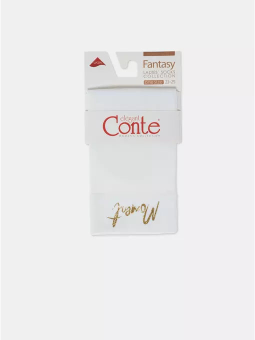 Матовые носки с сияющей термоаппликацией moment fantasy gold-bianco, 24С-6СП, 36-38 (23-25), CONTE ELEGANT,  - 8