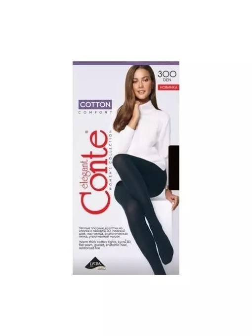 Колготки женские conte cotton 300 nero, 19С-101СП, 4, CONTE ELEGANT,  - 6