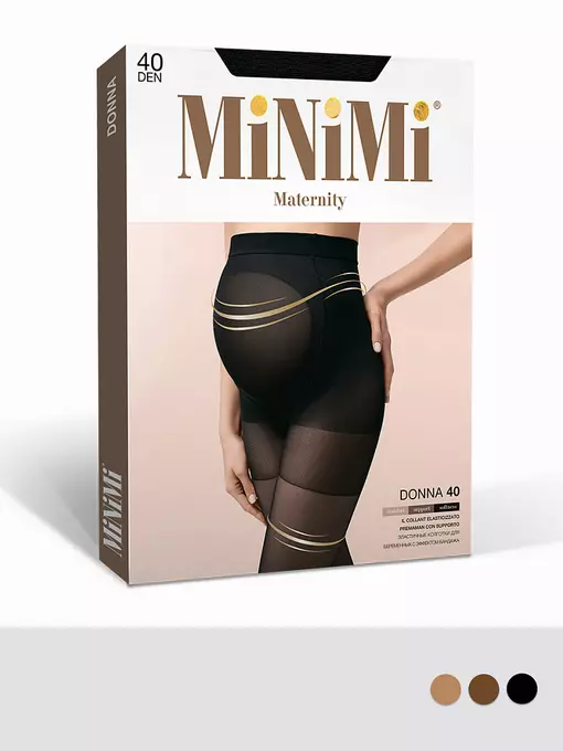 Полупрозрачные колготки для беременных minimi donna 40 den nero, DONNA 40 (для беременных), 2, MINIMI,  - 1