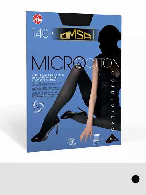 Теплые двухслойные колготки omsa micro&cotton 140 nero, MICRO&COTTON 140, 3, OMSA,  - 8