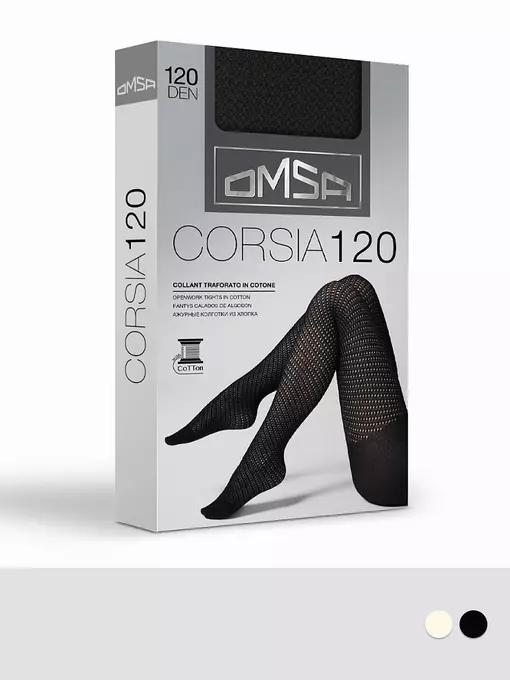 Ажурные хлопковые колготки омса corsia 120 avorio, CORSIA 120, 2, OMSA,  - 2