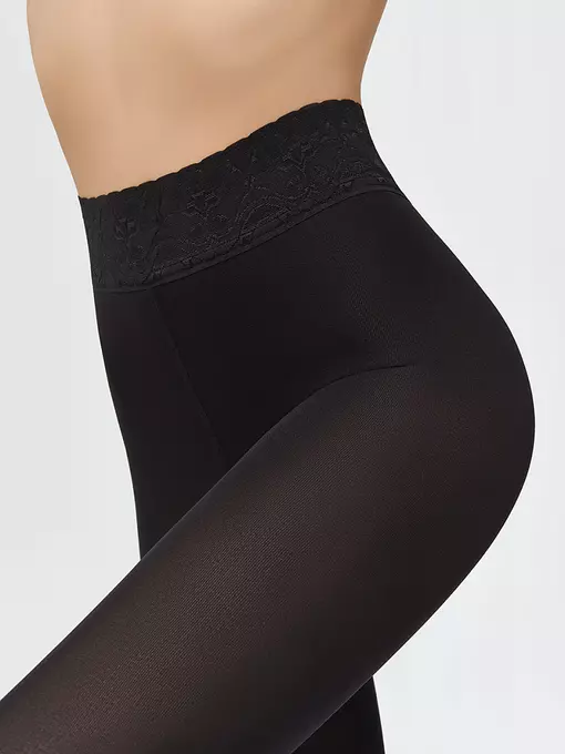 Колготки из микрофибры с кружевным поясом minimi diamante micro 100 nero, DIAMANTE MICRO 100 (кружевной пояс микрофибра), 3, MINIMI,  - 3