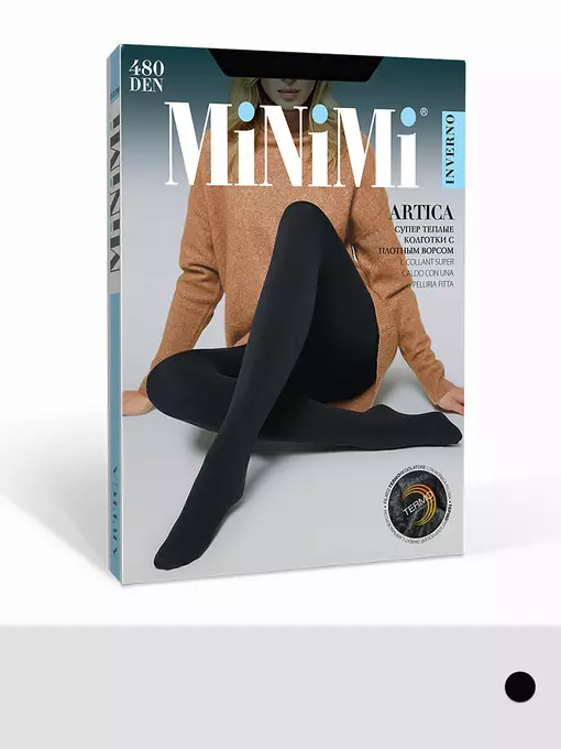 Супер теплые колготки minimi на «меху» artica 480 (ворс) nero, ARTICA 480 (ворс), 4 (L/XL), MINIMI,  - 1